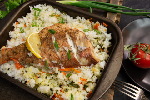 Gallineta al horno con arroz