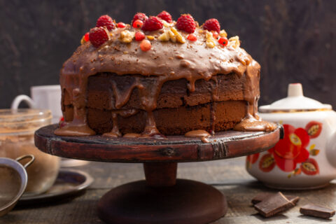 Tarta de chocolate con frambuesas