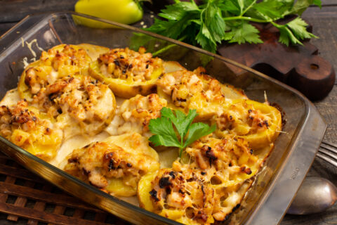 Patatas asadas rellenas de pollo