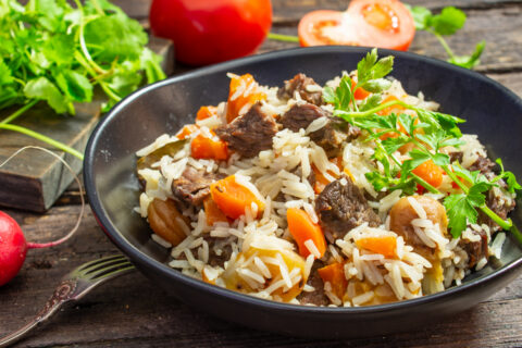 Plov de ternera con orejones